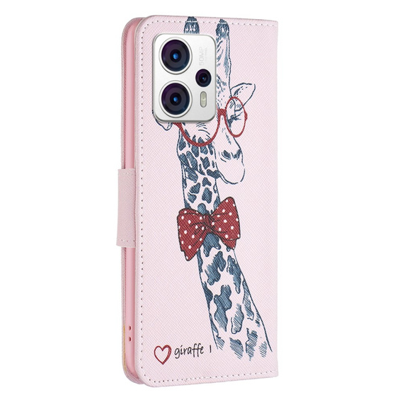 Klapkové puzdro pre Motorola Moto G53 5G / G23 / G13, Wallet, giraffe, ružové