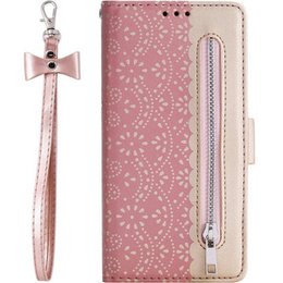 Klapkové puzdro pre Samsung Galaxy A34 5G, Wallet Pocket Zipper Lace, ružové
