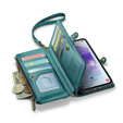 Puzdro CASEME pre Samsung Galaxy A55 5G, RFID Leather Wallet, s popruhom cez rameno, zelený