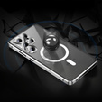 Magnetické puzdro Dual Glass MagSafe pre Samsung Galaxy S25 Ultra, strieborné