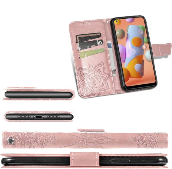 Klapkové puzdro pre Oppo A40 / Oppo A40m, Butterfly, ružové rose gold
