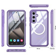 Puzdro pre Samsung Galaxy S25, Shockproof, so sklom, pre MagSafe, fialové