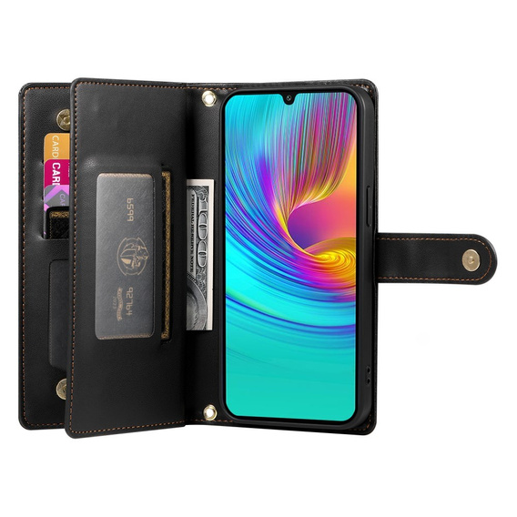 Klapkové puzdro pre Samsung Galaxy A36 5G, Wallet Zipper Pocket, čierne
