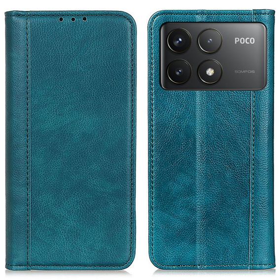 Flipové puzdro pre Xiaomi Poco F6 Pro, Split Leather, zelený