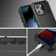 Puzdro pre iPhone 15, pancierované, s integrovaným sklom, čierne