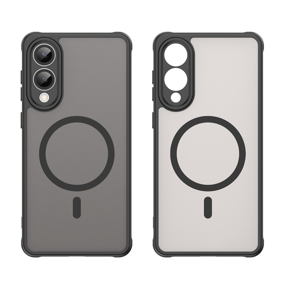 Puzdro pre Samsung Galaxy S25 Edge, Kickstand Matt Case, pre MagSafe, čierne + sklo na displej