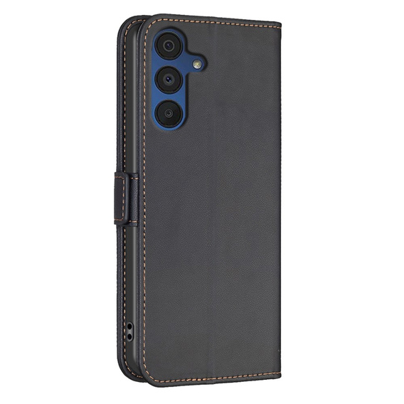 Klapkové puzdro pre Samsung Galaxy A15, BINFEN Wallet, čierne + 9H sklo