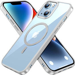 Obal na mobil pre iPhone 14, ERBORD Hybrid MagSafe Case, strieborné