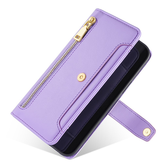 Klapkové puzdro pre Oppo Reno8 T 4G, Wallet Zipper Pocket, fialové