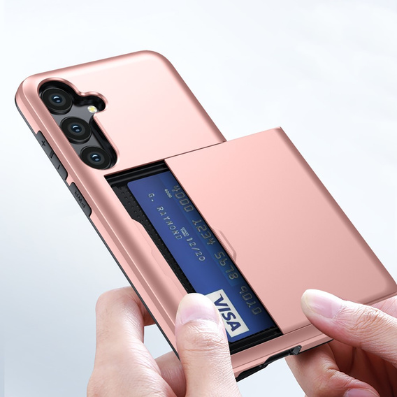 Obal na mobil pre Samsung Galaxy A56 5G, Sliding Card Holder, ružové