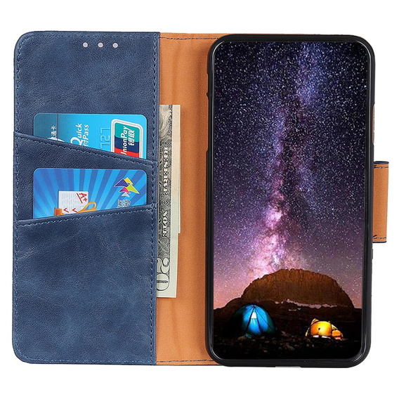 Klapkové puzdro pre Samsung Galaxy S25 Edge, Crazy Horse Wallet, modré
