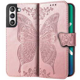 Klapkové puzdro pre Samsung Galaxy S21 FE, Butterfly, ružové rose gold