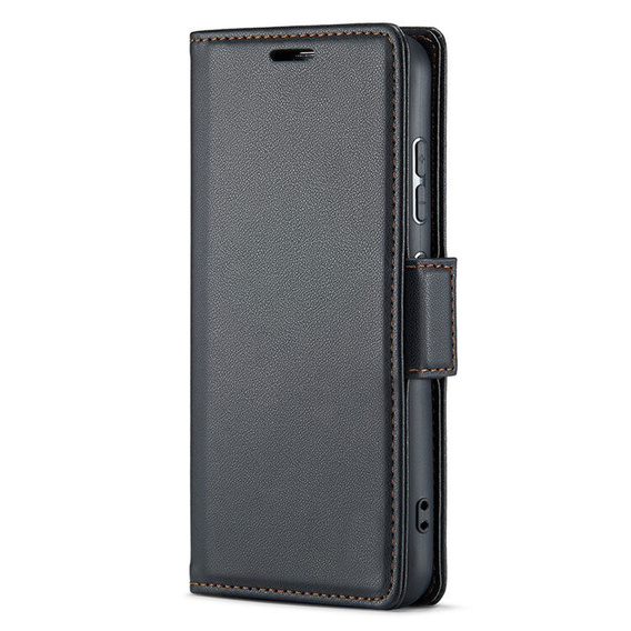 Puzdro pre Oppo Reno 13, ERBORD Glossy Litchi, flipová peňaženka, čierne