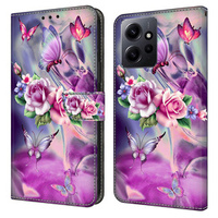 Klapkové puzdro pre Xiaomi Redmi Note 12 4G, Wallet, butterfly & Flowers, modré