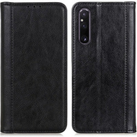 Obal na mobil pre Sony Xperia 1 V, Wallet Litchi Leather, čierne