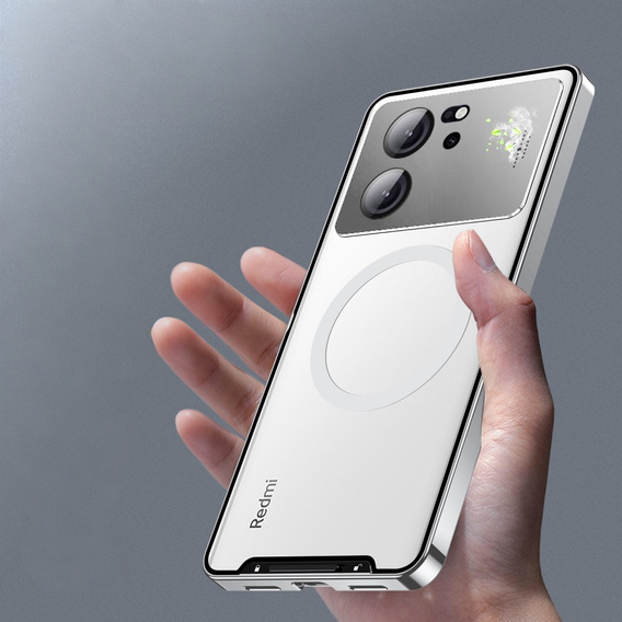 Ochranné puzdro na fotoaparát pre Xiaomi 13T / 13T Pro, CamShield MagSafe, priehľadný / strieborný