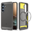Puzdro Spigen pre Samsung Galaxy S25, Rugged Armor MagSafe, sivé + tvrdené sklo 9H
