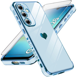 Puzdro pre Samsung Galaxy A26, Electro heart, modré + sklo 9H