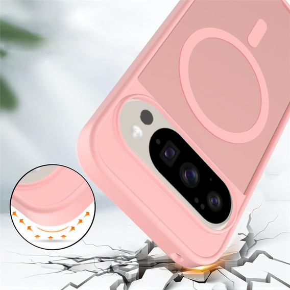 Matné puzdro pre Google Pixel 10 / 10 Pro, pre MagSafe, priesvitné ružové