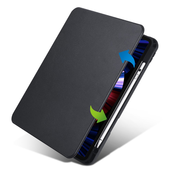 Puzdro pre iPad Pro 11" 2022/2021/2020 (4/3/2 gen.), s priestorom pre stylus, otočné o 360°, čierne