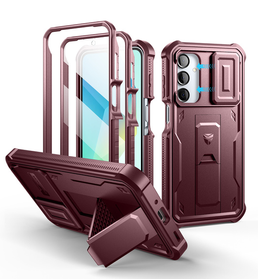Obrnené puzdro pre Samsung Galaxy A16, Dexnor Full Body (Two Frames), červené