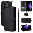 Puzdro s chlopňou pre Oppo Reno 13F 5G, Crossbody Leather Wallet, čierne