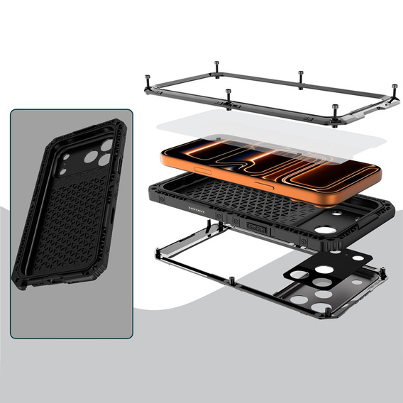 Vodotesné puzdro IP68 pre iPhone 17 Pro, čierne