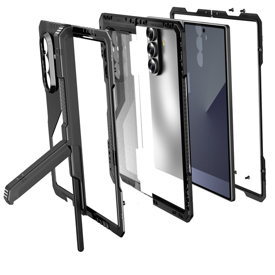 Pancierované hliníkové puzdro so stojanom a držiakom na stylus pre Samsung Galaxy Z Fold7 5G