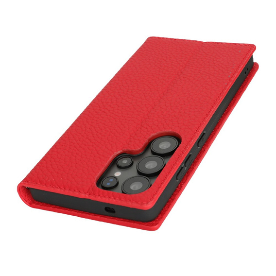 Klapkové puzdro pre Samsung Galaxy S25 Ultra, Litchi Skin Grain, červené