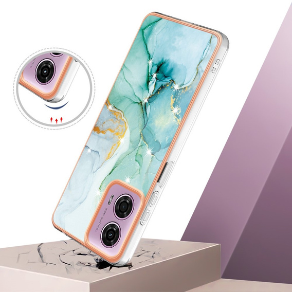 Ochranné puzdro pre Motorola Moto G24 / G24 Power / G04, Marble Slim Case, zelený