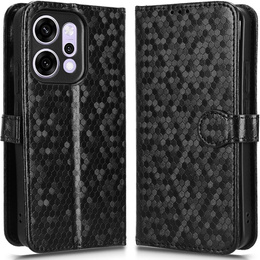 Klopové puzdro pre Oppo Reno 14, Wallet Rhombus, čierne