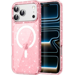 Puzdro pre iPhone 17 Pro Max, pre MagSafe, trblietavé - priesvitné ružové