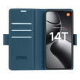 Puzdro pre Xiaomi 14T Pro, ERBORD Glossy Litchi, flipová peňaženka, modré