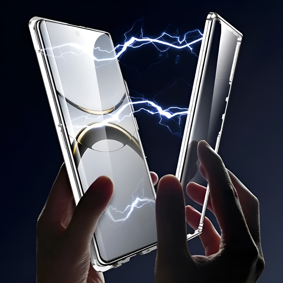 Puzdro pre Oppo Find X8 Pro, Magnetic Dual Glass, strieborné