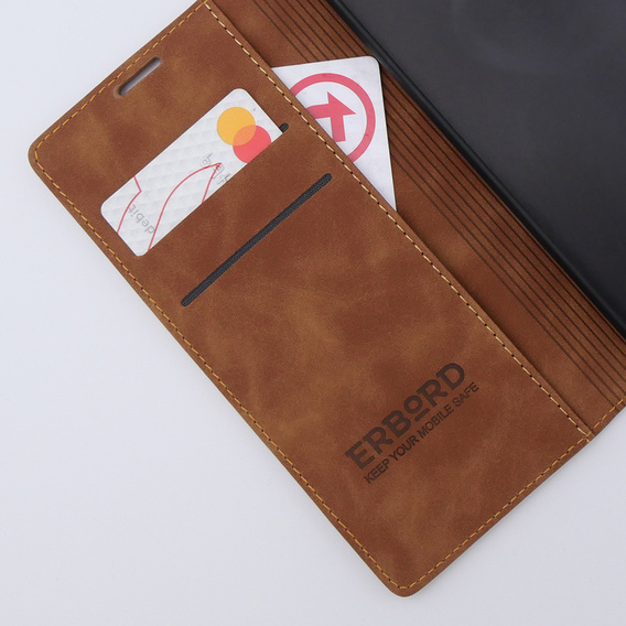 Puzdro pre Samsung Galaxy A34 5G, ERBORD Vintage, peňaženka s chlopňou, hnedé