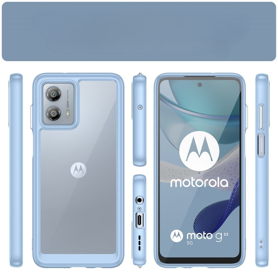 Obal na mobil pre Motorola Moto G53 5G, Fusion Hybrid, transparentné / modré