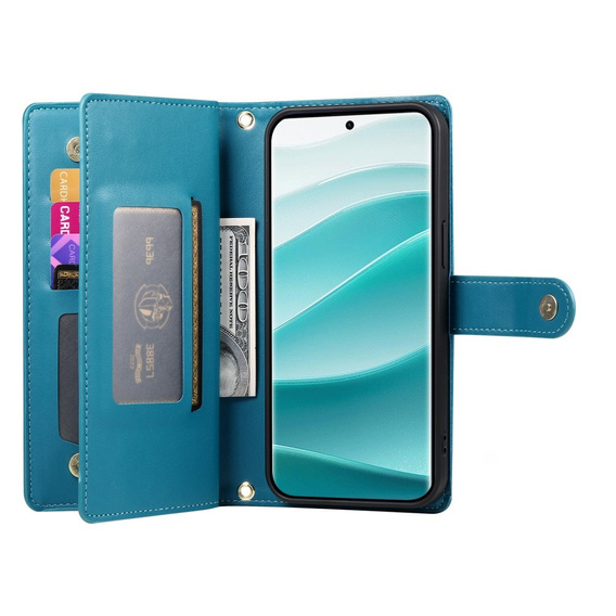 Klapkové puzdro pre Xiaomi Redmi Note 14 Pro 5G / Poco X7 5G, Wallet Zipper Pocket, modré