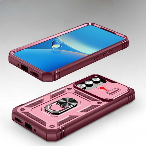 Obal na mobil pre Samsung Galaxy A54 5G, CamShield Slide, ružové / bordó