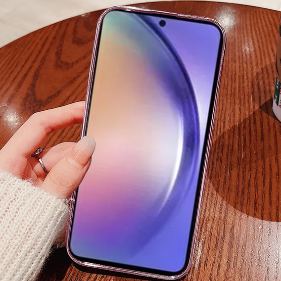 Puzdro pre Samsung Galaxy A54, Glitter Flower, ružové rose gold