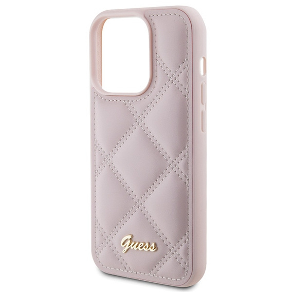 Puzdro Guess s prešívaným kovovým logom pre iPhone 15 Pro