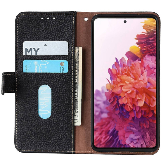 KHAZNEH RFID puzdro pre OnePlus 12R, Litchi Texture, čierne