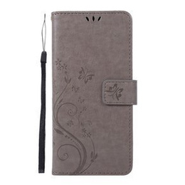 Klapkové puzdro pre Samsung Galaxy A51, Butterfly Flower, sivé
