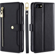 Klapkové puzdro pre iPhone 16E, Wallet Zipper Pocket, čierne