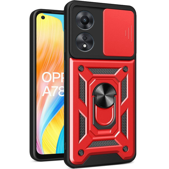 Obal na mobil pre Oppo A78 4G, CamShield Slide, červené