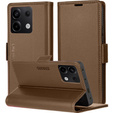 Puzdro pre Xiaomi Redmi Note 13 5G, ERBORD Glossy Litchi, flipová peňaženka, hnedé