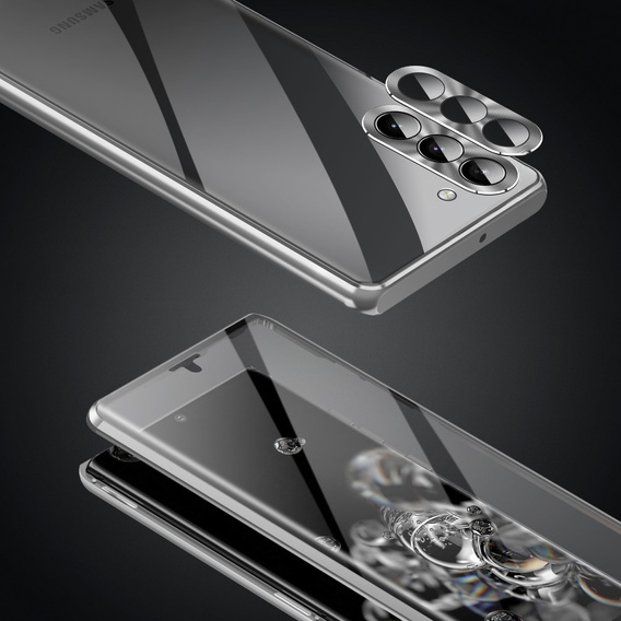 Puzdro pre Samsung Galaxy S23 Plus, Magnetic Dual Glass, strieborné