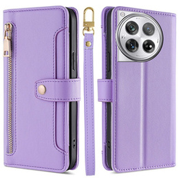 Klapkové puzdro pre OnePlus 12 5G, Wallet Zipper Pocket, fialové
