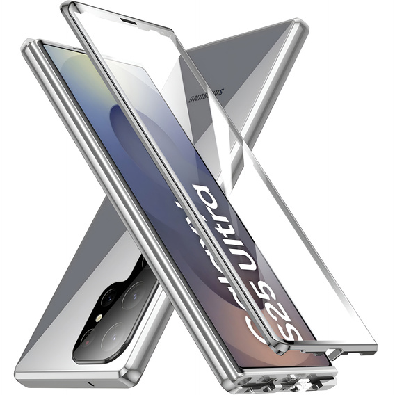 Puzdro pre Samsung Galaxy S25 Ultra, Magnetic Dual Glass, strieborné