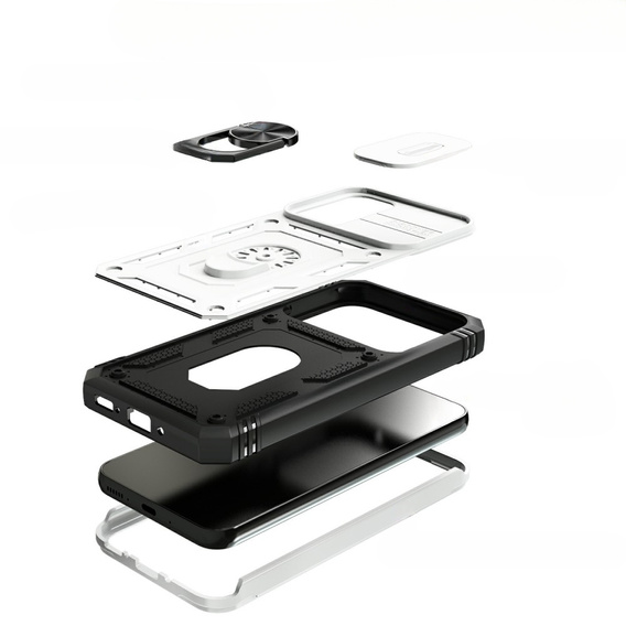 Obal na mobil pre Samsung Galaxy A54 5G, CamShield Slide, biela / čierna