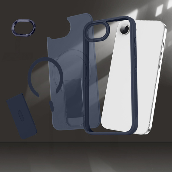 Puzdro pre Iphone 16E, Kickstand Matt Case, pre MagSafe, modré